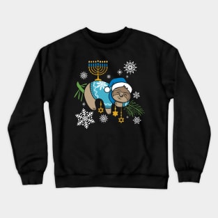 Hanukkah Sloth - Jewish Chanukah Sleeping - Funny Sloth Crewneck Sweatshirt